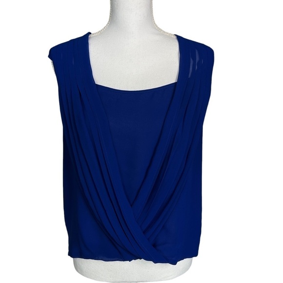 Cache Tops - Cache Drape Front Blouse in Royal Blue Sleeveless NWT Size S